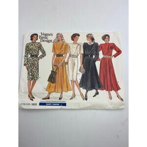 Vintage 1987 Vogue 1923 Dress Sewing Pattern | Uncut FF | Sizes 8-10-12